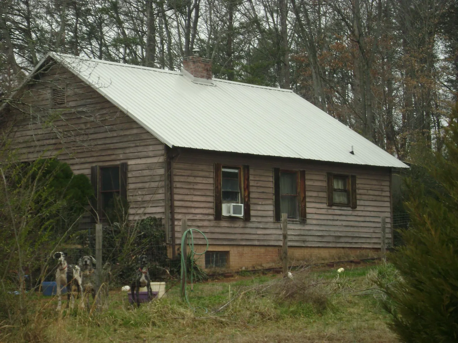 White metal roof on an old wood sided farmhouse, from a Metal Roof Installation job in Cade